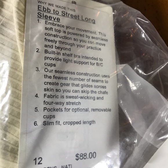BNWT- lululemon EBB to street long sleeve - Picture 4 of 4